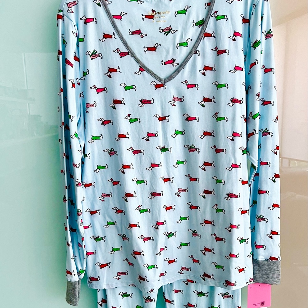 Kate Spade Blue Dachshund Pajamas